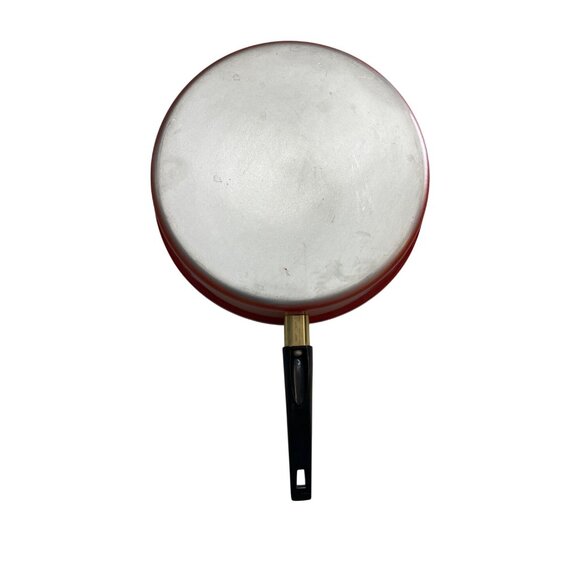 Red Frying Pan With Sunburst Pattern & Black Handle - Picture 3 of 6